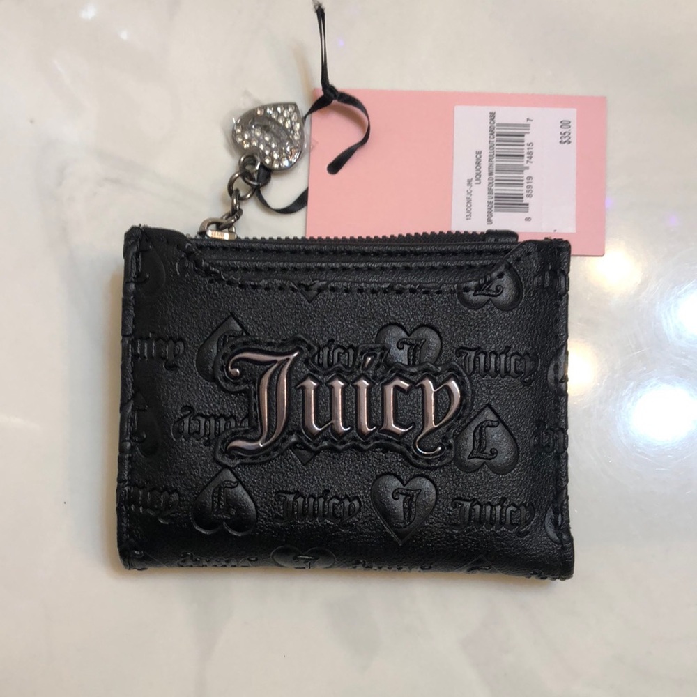 Juicy Couture Liquorice Upgrade U Faux Leather Bifold Wallet With Pullout CC NWT
